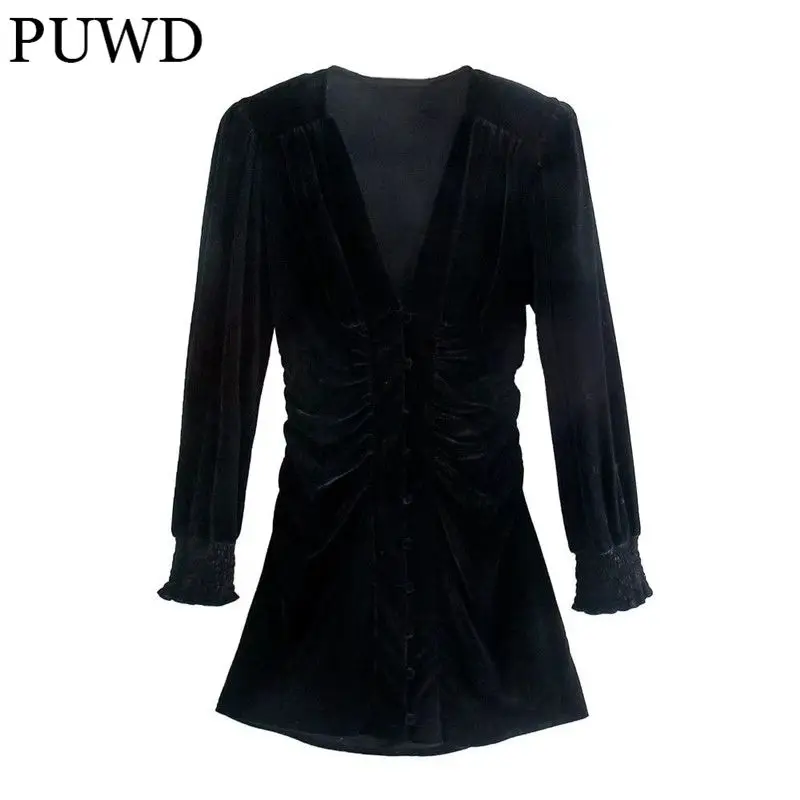 PUWD Casual Women V Neck Draw Back Dress 2021 Autumn Fashion Ladies High Street Vintage Dress Female Solid Color Mini Dress
PUWD Casual Women V Neck Draw Back Dress 2021 Autumn Fashion Ladies High Street Vintage Dress Female Solid Color Mini Dress