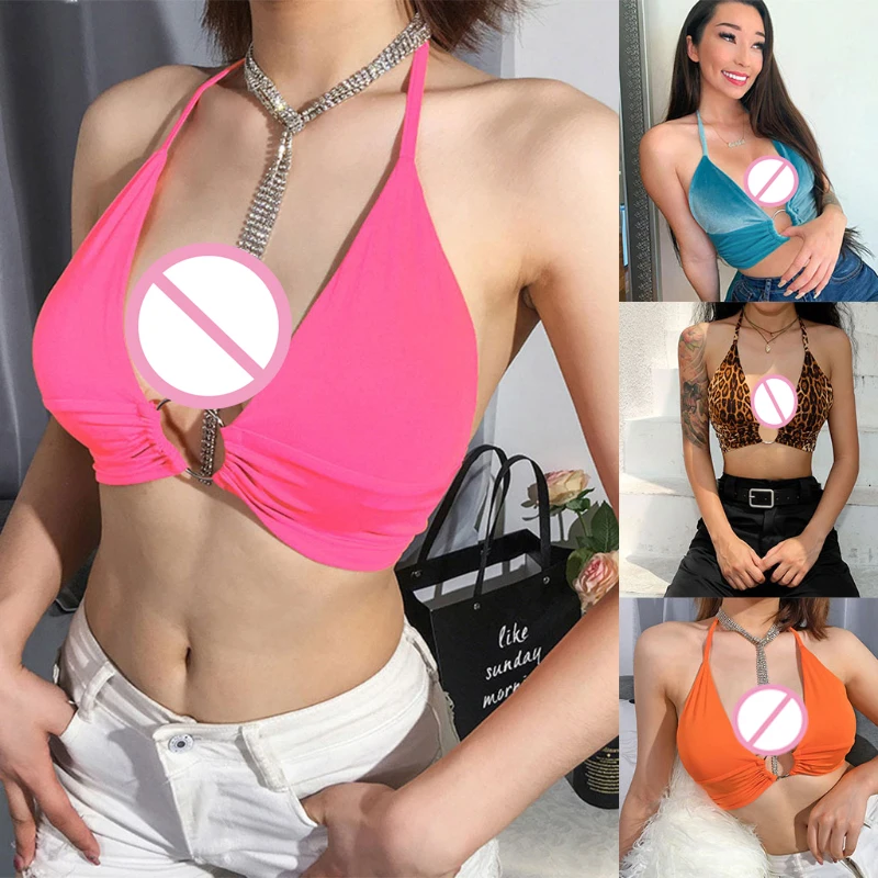 Women Sexy Halter Tie Crop Top Ruched O-Ring Deep V-Neck Backless Camisole Neon Solid Color Casual Bralette Clubwear
Women Sexy Halter Tie Crop Top Ruched O-Ring Deep V-Neck Backless Camisole Neon Solid Color Casual Bralette Clubwear