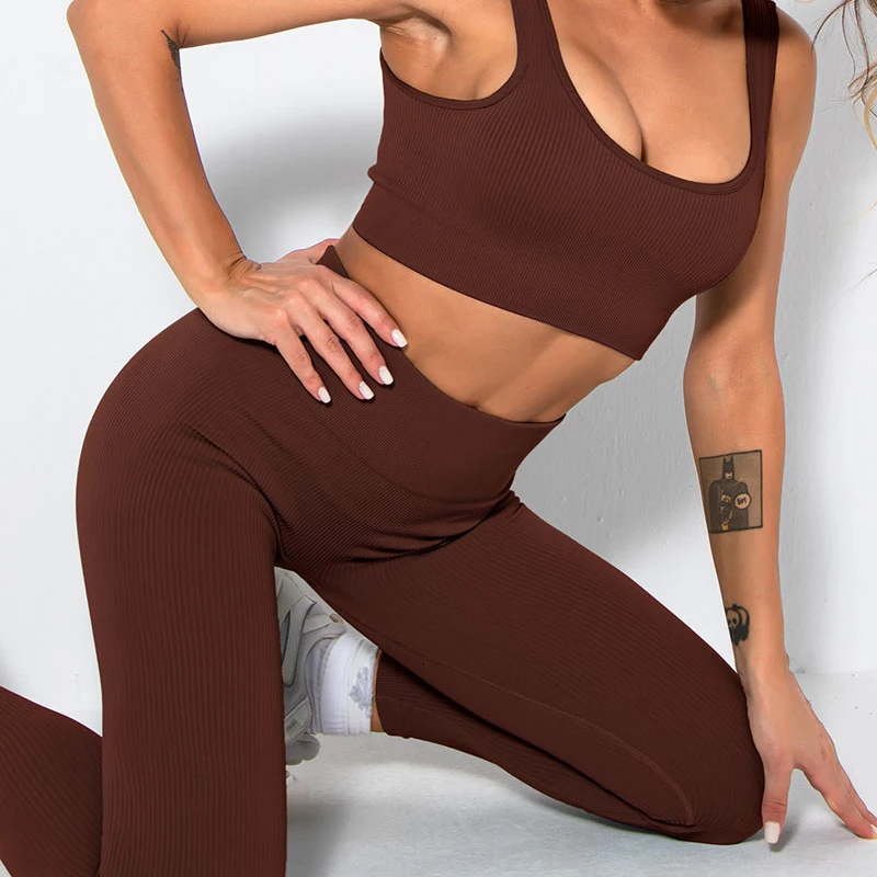 Two Piece Yoga Set Women Screw Thread Quick Dry Sports Bra High Waist Seamless Leggings Running Gym Clothing Workout Set 
Two Piece Yoga Set Women Screw Thread Quick Dry Sports Bra High Waist Seamless Leggings Running Gym Clothing Workout Set