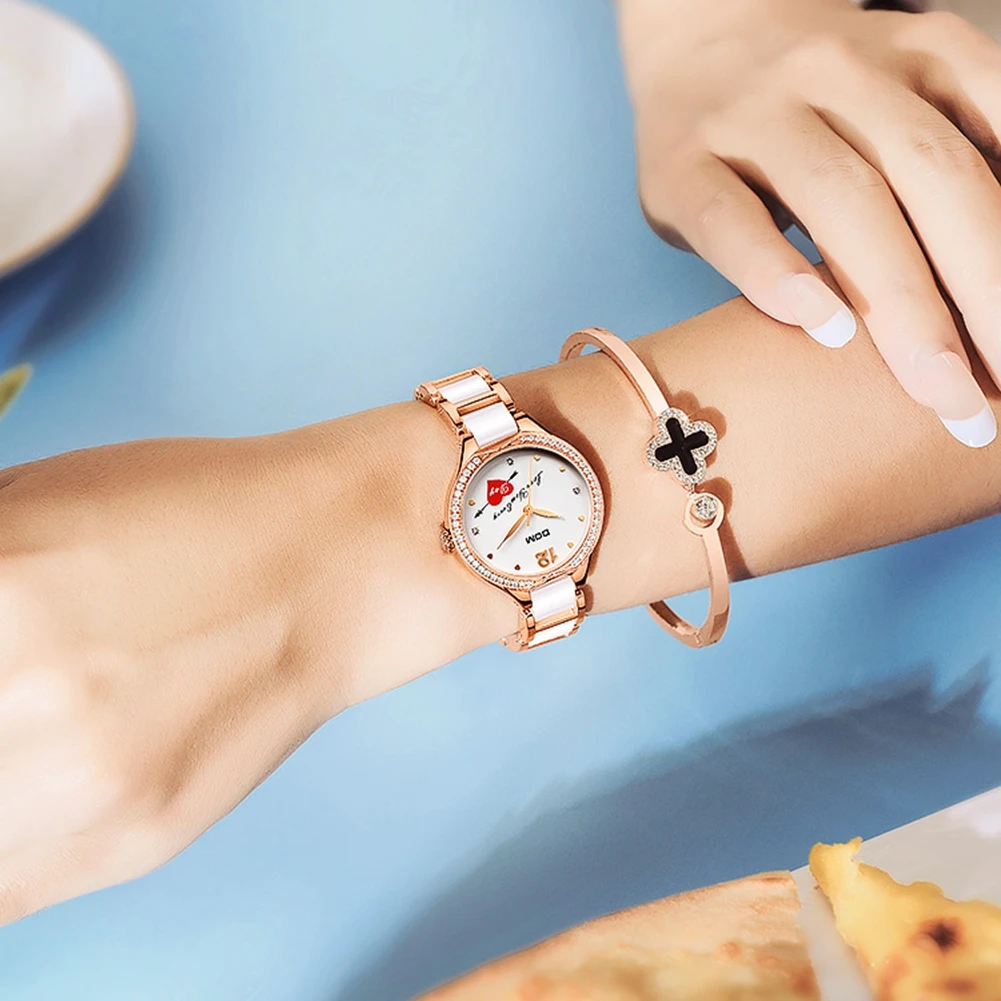 

DOM orologi da donna orologio squisito in acciaio inossidabile orologio da polso al quarzo Casual di lusso femminile