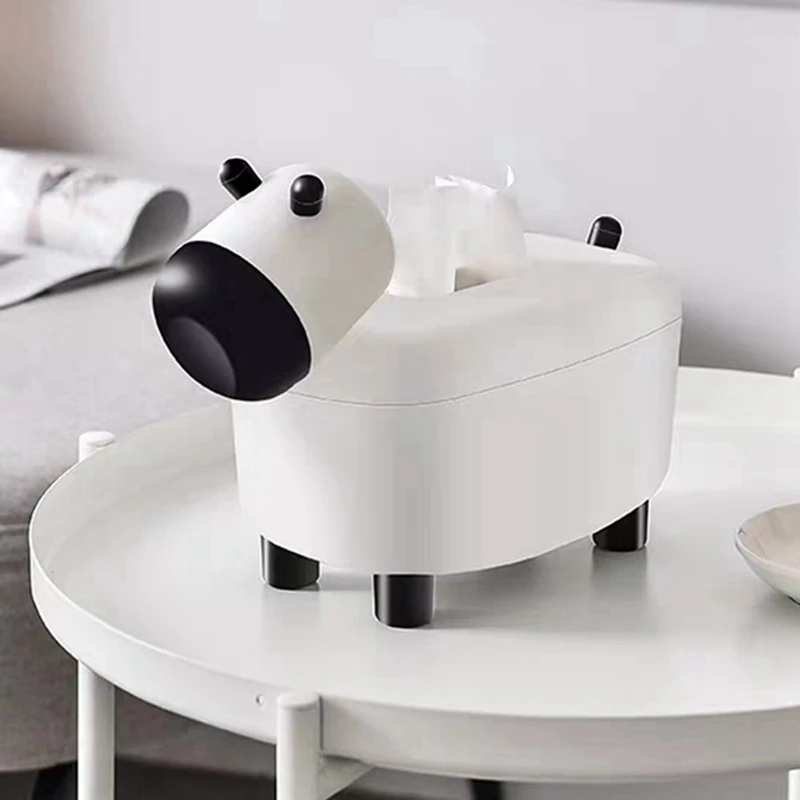 

New 2 Pcs Cute Tissue Box Holder Pumping Wipe Paper Case Toothpick Boxes Desktop Decoration Boxes Cow Shape & Sheep Shape