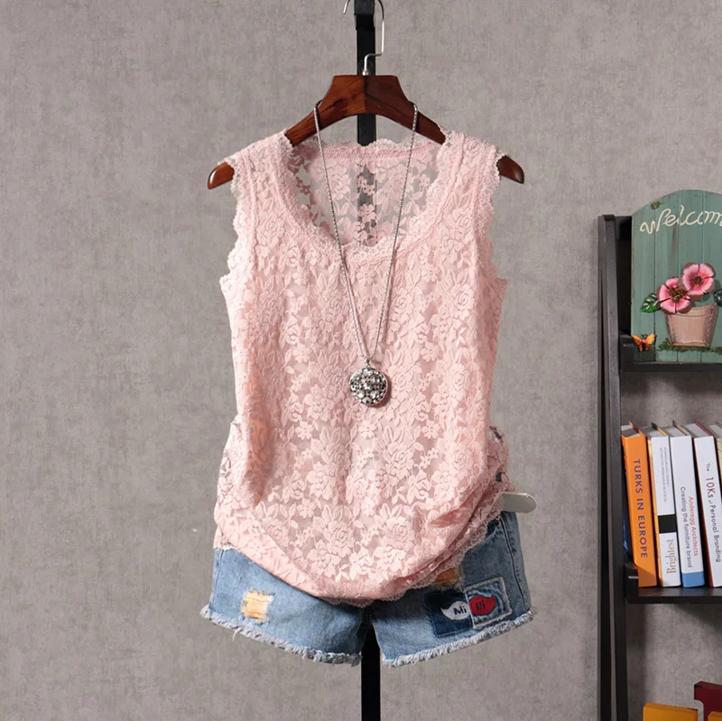 Sleeveless Lace Shirt for Women New Korean White Short Sleeveless Lace Tops Female Slim Lace Blouse Blusas Mujer De Moda 2020
Sleeveless Lace Shirt for Women New Korean White Short Sleeveless Lace Tops Female Slim Lace Blouse Blusas Mujer De Moda 2020