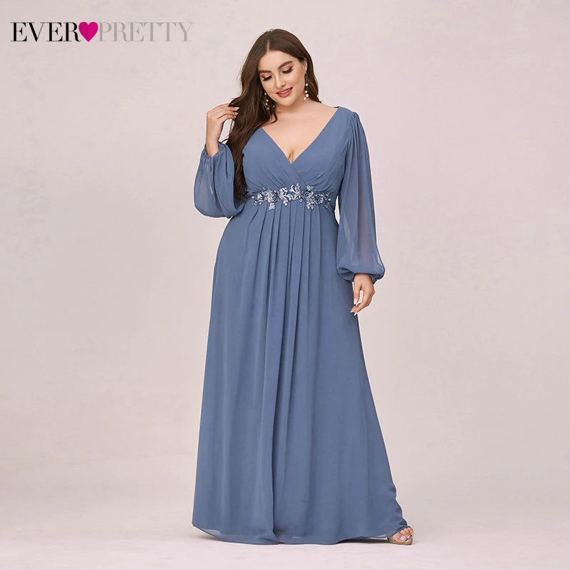 Plus Size Dusty Blue Mother Other Of The Bride Dresses Ever Pretty EP00461DN A-Line V-Neck Full Sleeve Appliques Party Gowns
Plus Size Dusty Blue Mother Other Of The Bride Dresses Ever Pretty EP00461DN A-Line V-Neck Full Sleeve Appliques Party Gowns