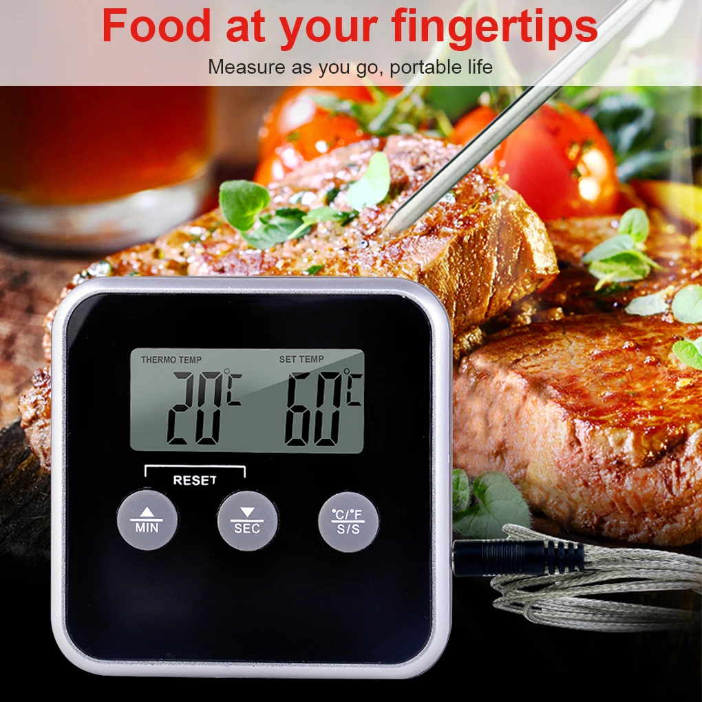 Cooking Thermometer Stainless Steel Food Temperature Gauge Cooking Temperature Alarm Cooking Timer Kitchen Cooking Tester
Cooking Thermometer Stainless Steel Food Temperature Gauge Cooking Temperature Alarm Cooking Timer Kitchen Cooking Tester