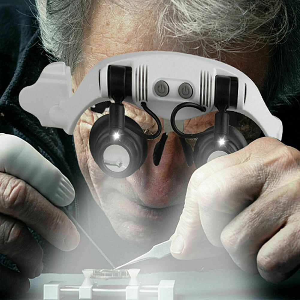 25X Magnifying Glasses with LED Light 10X 15X 20X Head Wearing Double Eye Magnifying Glasses Jewelry Appraisal Watch Repair Tool
25X Magnifying Glasses with LED Light 10X 15X 20X Head Wearing Double Eye Magnifying Glasses Jewelry Appraisal Watch Repair Tool