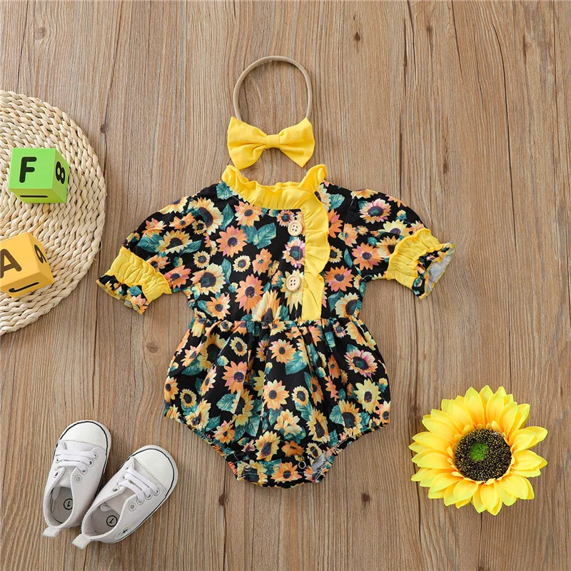 Kids fashion Jumpsuit with cute Headband, Girls Ruffled Round Neck Short Sleeve sweet Romper+ Solid Color Hair Band for Summer
Kids fashion Jumpsuit with cute Headband, Girls Ruffled Round Neck Short Sleeve sweet Romper+ Solid Color Hair Band for Summer