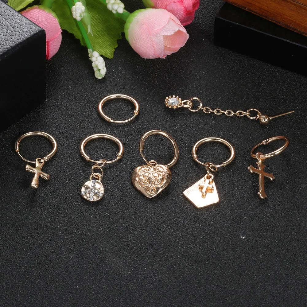 7 Pcs/set Women Vintage Summer Peace Heart Star Individual Perforated Cross Women Stud Earring Set for Party Jewelry Gift
7 Pcs/set Women Vintage Summer Peace Heart Star Individual Perforated Cross Women Stud Earring Set for Party Jewelry Gift
