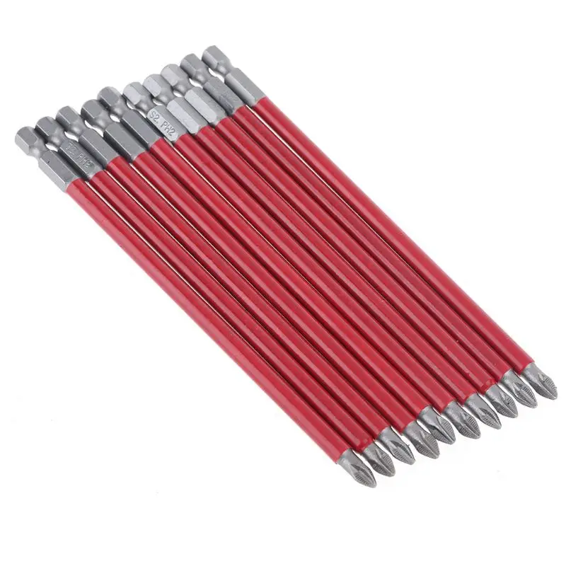 10Pcs PH2 150mm Power Drill Bit Set Long Distance Non-Slip 1/4 Inch Hex Screwdriver
10Pcs PH2 150mm Power Drill Bit Set Long Distance Non-Slip 1/4 Inch Hex Screwdriver