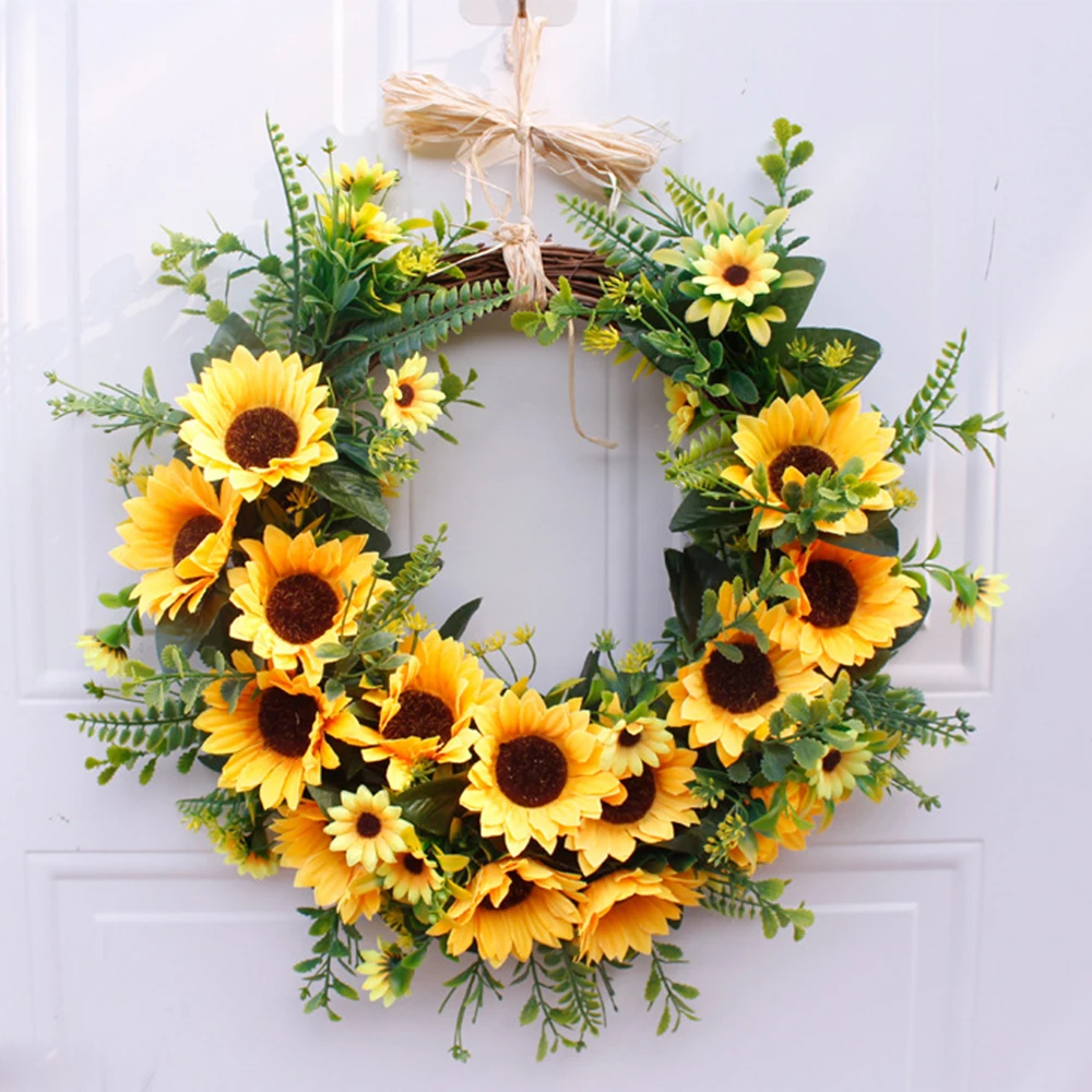 Artificial Yellow Sunflower Wreath With Green Leaves For Front Door Indoor Outdoor Wall Wedding Home Decoration
Artificial Yellow Sunflower Wreath With Green Leaves For Front Door Indoor Outdoor Wall Wedding Home Decoration
