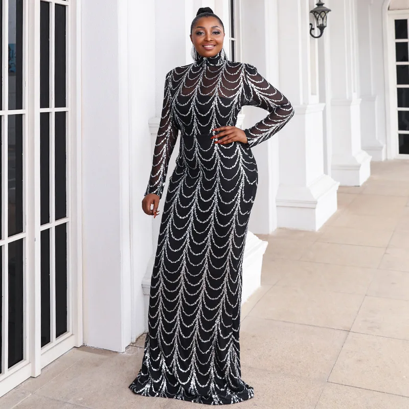 Plus Size Evening Dresses Luxury Long Sequined for Women Mermaid Long Sleeve Ball Gowns V-neck Black
Plus Size Evening Dresses Luxury Long Sequined for Women Mermaid Long Sleeve Ball Gowns V-neck Black