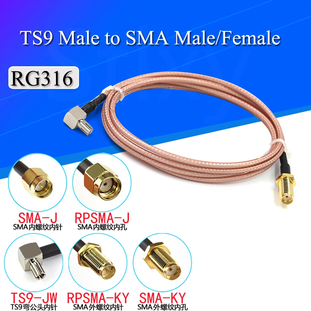

SMA Female to TS9 Male Connector External Adapter Splitter Combiner RF Coaxial Pigtail Cable for 3G 4G antennas RG316