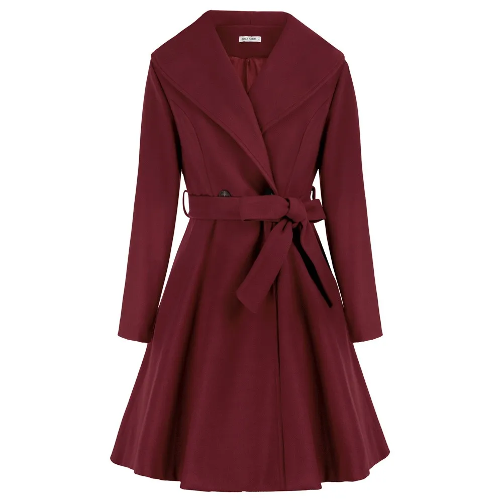 GK Women Shawl Lapel Overcoat With Belt Knee Length A-Line Peacoat With Belt-fitted Loops Matched Belt Is Removable Overcoat
GK Women Shawl Lapel Overcoat With Belt Knee Length A-Line Peacoat With Belt-fitted Loops Matched Belt Is Removable Overcoat