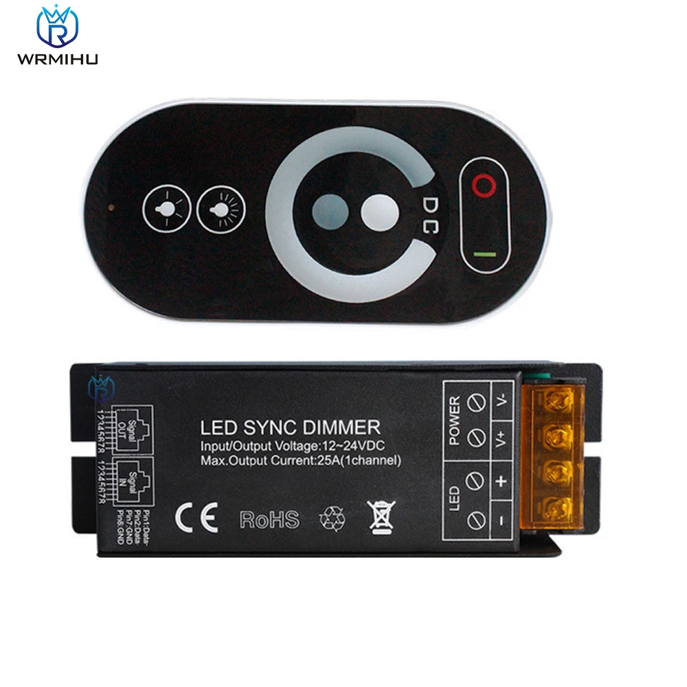 

DC12-24V 25A Full Touch LED Controller RF Wireless Remote Control Dimmer For 3528 5050 SMD Single Color LED Strip