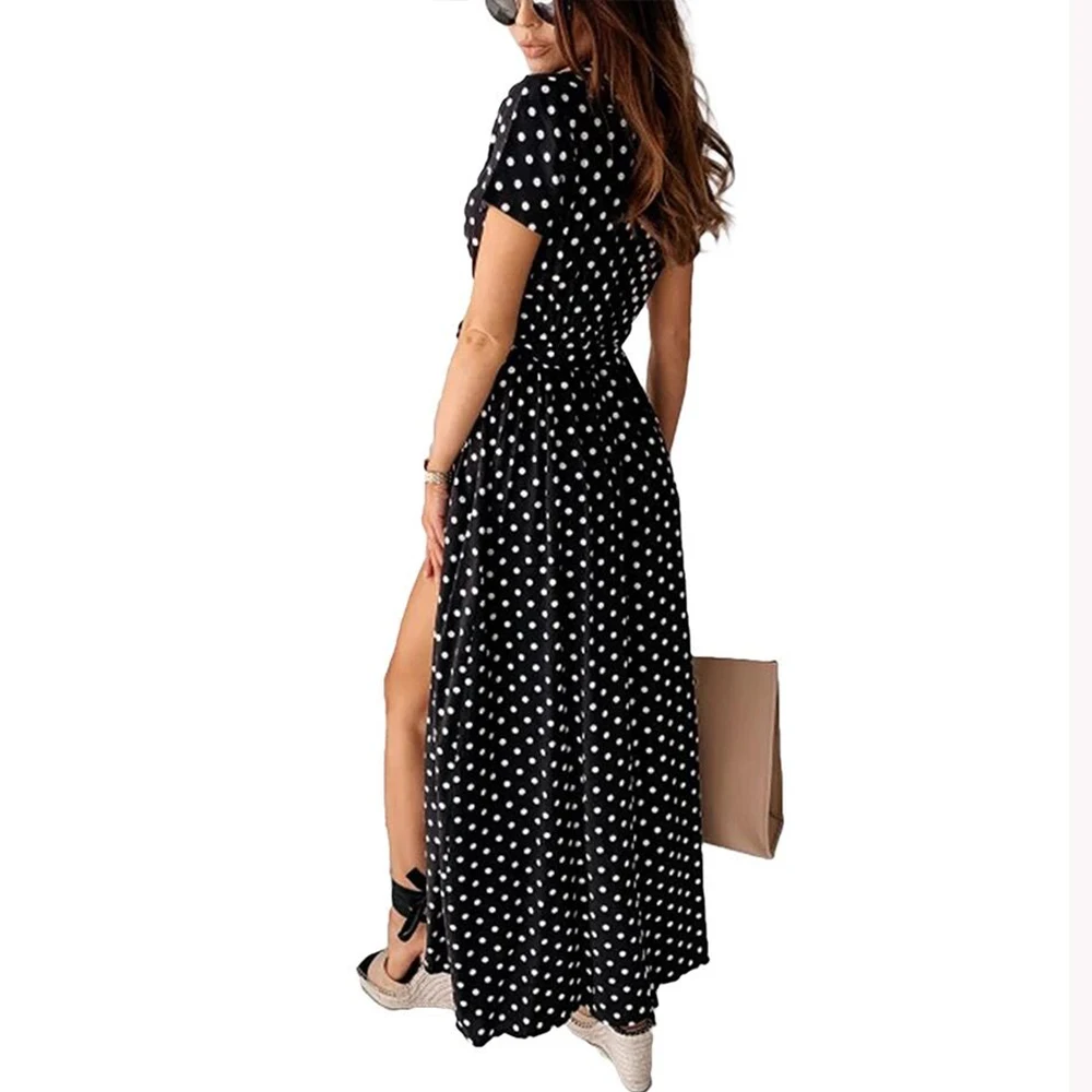 Ladies Elegant Maxi Dress Short Sleeve V-Neck Polka Dot Dresses Split Boho Beach Holiday Dress Summer Clothes for Women Robe 3XL
Ladies Elegant Maxi Dress Short Sleeve V-Neck Polka Dot Dresses Split Boho Beach Holiday Dress Summer Clothes for Women Robe 3XL