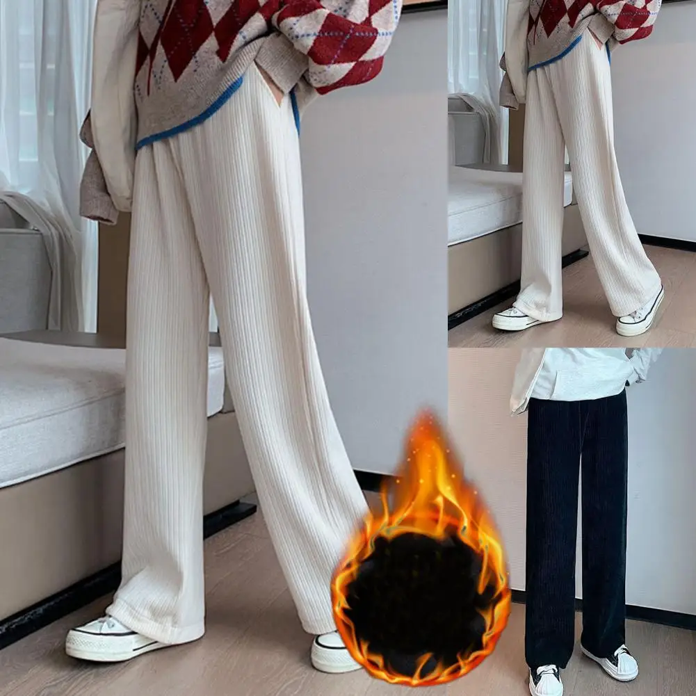 Women Casual Straight Pants Thickened Elastic High Waist Solid Color Loose Wide Leg Lady Long Knitted Trousers for Autumn Winter
Women Casual Straight Pants Thickened Elastic High Waist Solid Color Loose Wide Leg Lady Long Knitted Trousers for Autumn Winter