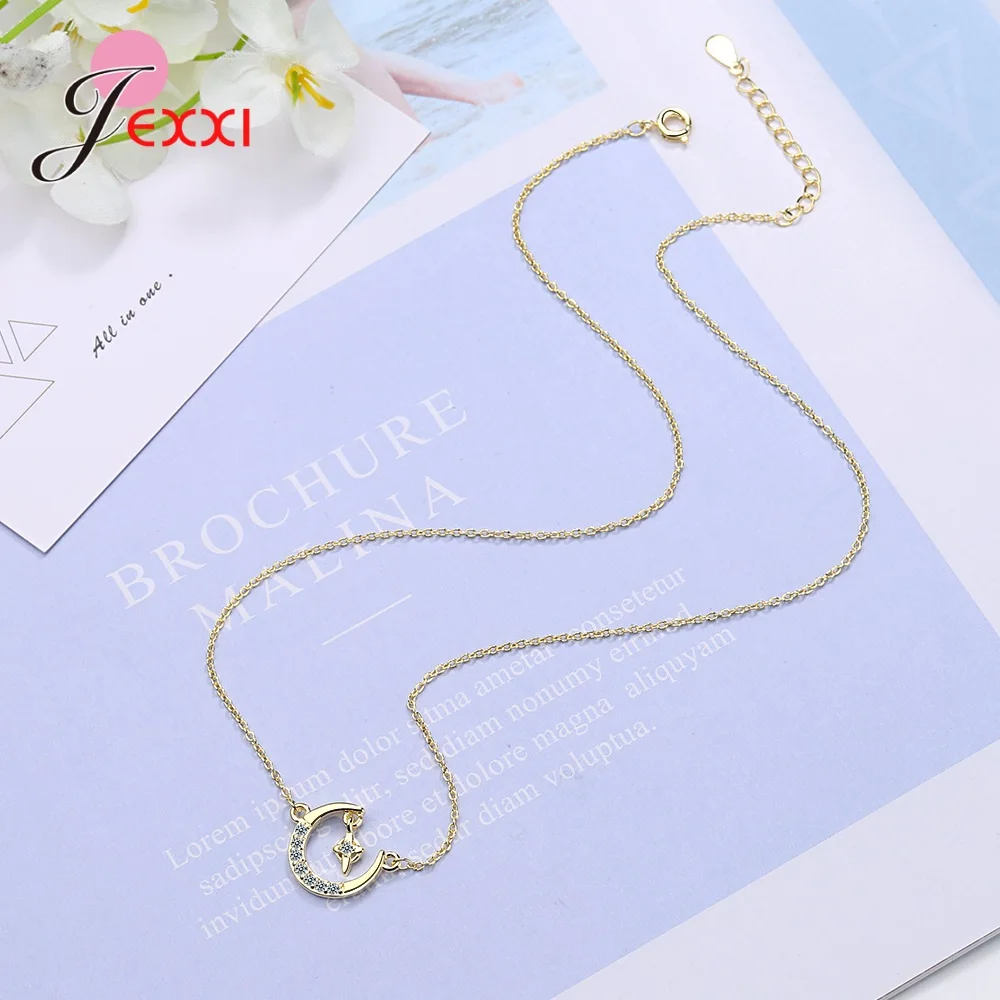 New Arrival Wholesale Cute 925 Sterling Silver Necklace Moon&Star Loving Jewelry Gift Necklaces Chockers For Women Girls
New Arrival Wholesale Cute 925 Sterling Silver Necklace Moon&Star Loving Jewelry Gift Necklaces Chockers For Women Girls