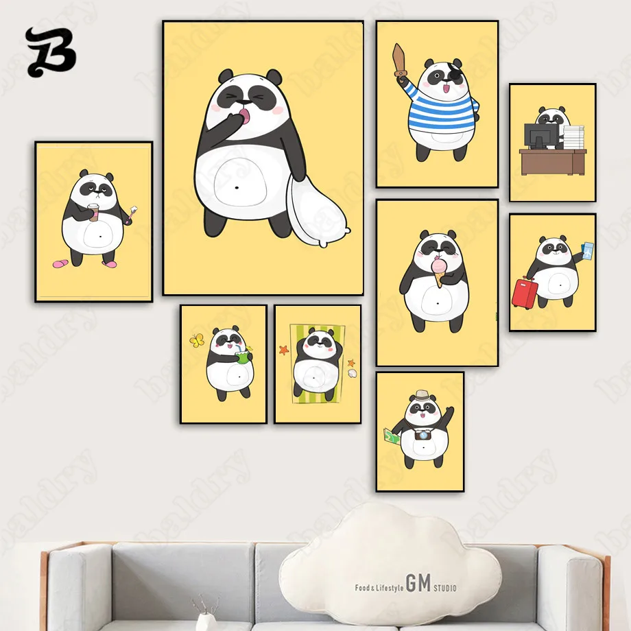 Canvas Painting for Living Room Cartoon Funny Cute Pandas Wall Art Posters and Prints Animals for Kids Baby Room Home Wall Decor 
Canvas Painting for Living Room Cartoon Funny Cute Pandas Wall Art Posters and Prints Animals for Kids Baby Room Home Wall Decor