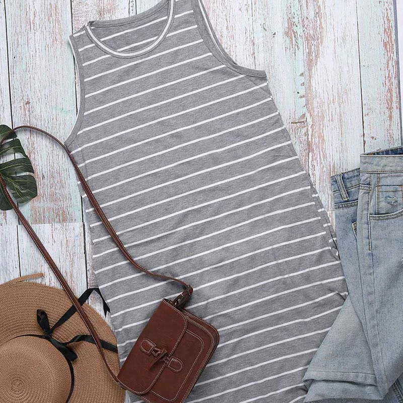 Летнее Полосатое повседневное мягкое платье с круглым вырезом, Хлопковое платье без рукавов с карманами для женщин
Летнее Полосатое повседневное мягкое платье с круглым вырезом, Хлопковое платье без рукавов с карманами для женщин