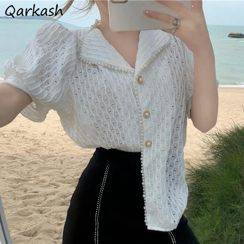 Short Sleeve Shirts Women Single Breasted Pure Retro Summer Stylish Preppy Daily French Style Slim All-match Student Casual Tops
Short Sleeve Shirts Women Single Breasted Pure Retro Summer Stylish Preppy Daily French Style Slim All-match Student Casual Tops