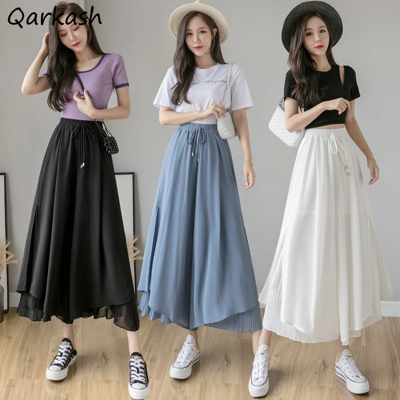 Casual Pants Women Wide Leg Loose Ankle Length Solid Pleated High Waist Female Chiffon Summer Breathable Trendy Ulzzang New Chic
Casual Pants Women Wide Leg Loose Ankle Length Solid Pleated High Waist Female Chiffon Summer Breathable Trendy Ulzzang New Chic