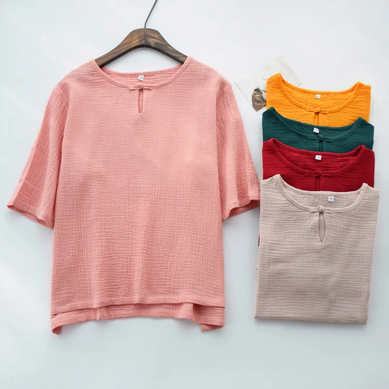 Women Tops Blouses 2022 Summer vintage half Sleeve Blouse Shirt casual cotton linen Blouse 13 colors Femininas -
Women Tops Blouses 2022 Summer vintage half Sleeve Blouse Shirt casual cotton linen Blouse 13 colors Femininas -