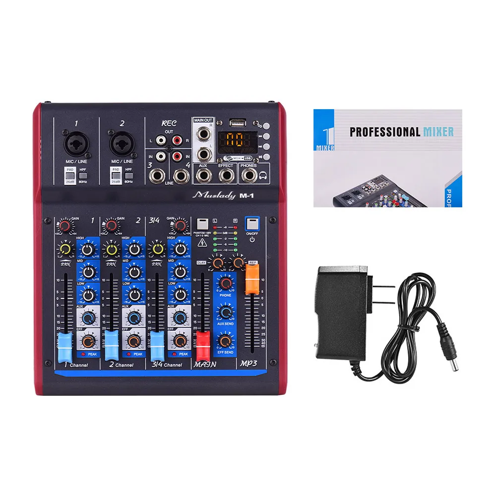 Muslady Professional 4 Channel Digital Mixer Mixing Console Built-in 48V Phantom Power with Reverberation Effects BT Function
Muslady Professional 4 Channel Digital Mixer Mixing Console Built-in 48V Phantom Power with Reverberation Effects BT Function