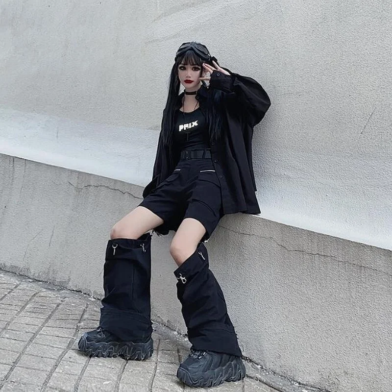 Women Techwear Gothic Black Cargo Pants Women Streetwear Hollow Out Punk Wide Leg Oversize Pockets Trousers For Female Hip Hop
Women Techwear Gothic Black Cargo Pants Women Streetwear Hollow Out Punk Wide Leg Oversize Pockets Trousers For Female Hip Hop