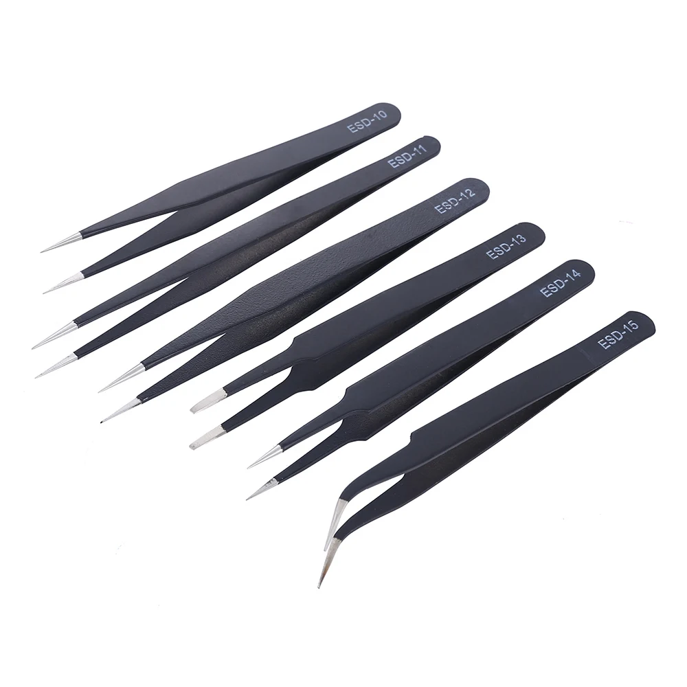 6PCS/Set Precision Stainless Steel Tweezers Anti-Static Stainless Steel Industrial Curved Straight Tweezers Repair Tools
6PCS/Set Precision Stainless Steel Tweezers Anti-Static Stainless Steel Industrial Curved Straight Tweezers Repair Tools