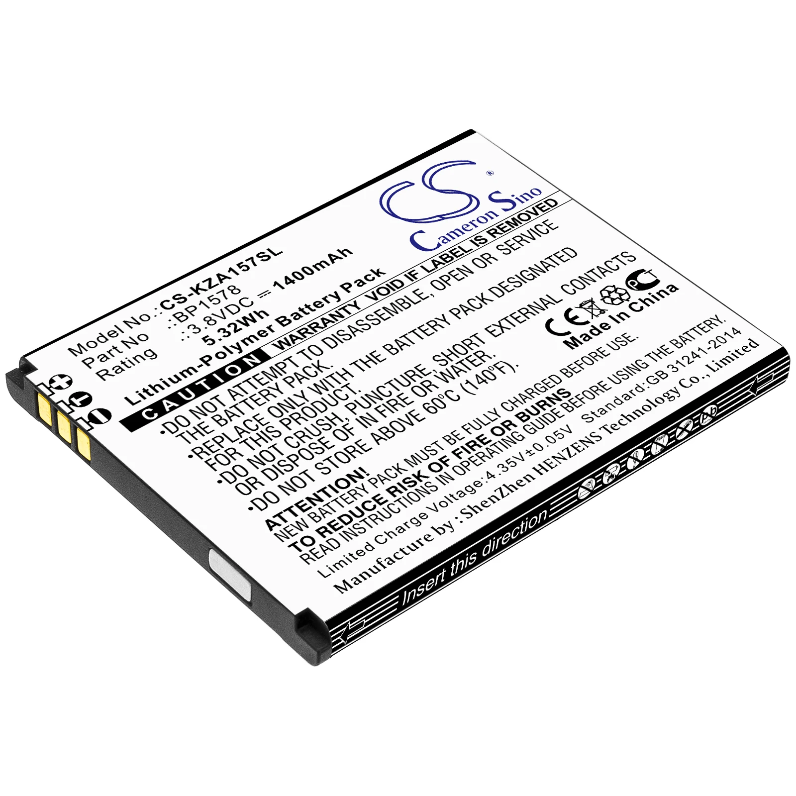 Cameron Sino Battery For Kazuna 440G,eTalk,eTalk 4G,KAZ-F019,KAZF019PP,KAZ-F019PP
Cameron Sino Battery For Kazuna 440G,eTalk,eTalk 4G,KAZ-F019,KAZF019PP,KAZ-F019PP