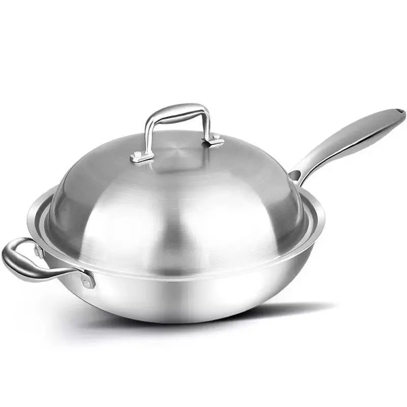 Stainless Steel Wok Uncoated Physical Non-stick Pan Gas Induction Cooker General Purpose Pot Cooking Pan Pancake Pan Cookware 
Stainless Steel Wok Uncoated Physical Non-stick Pan Gas Induction Cooker General Purpose Pot Cooking Pan Pancake Pan Cookware