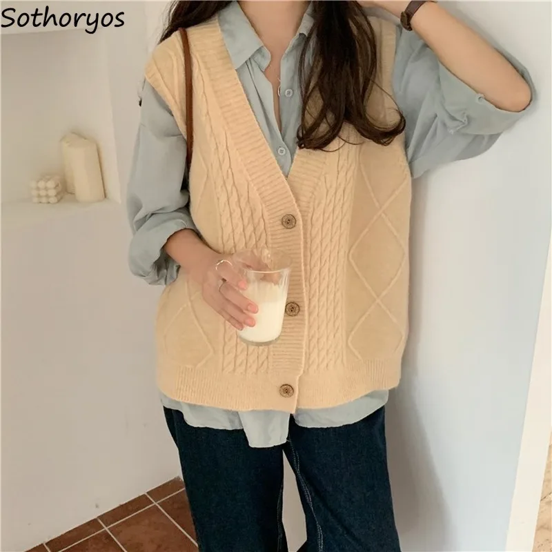 Women Sweater Vest Knitted Spring New Loose Lovely Gentle Elegant All-match V-neck Single Breasted Outwear Leisure Trendy Chic 
Women Sweater Vest Knitted Spring New Loose Lovely Gentle Elegant All-match V-neck Single Breasted Outwear Leisure Trendy Chic