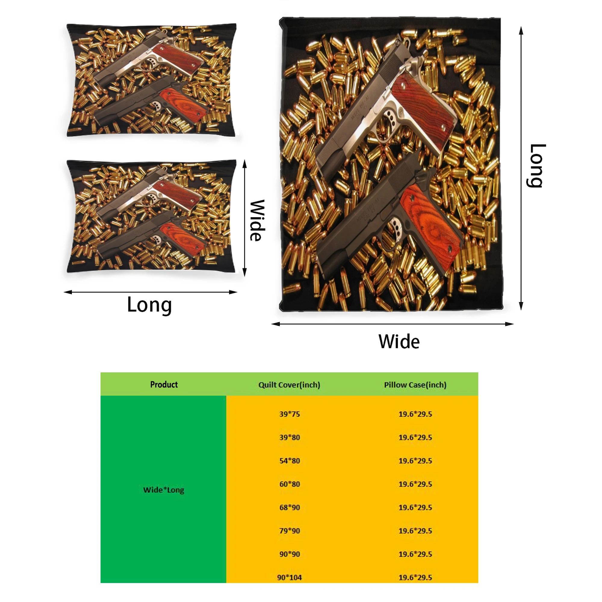 Gun Graphic Printed Bedding Set Pattern Printing Polyester Quilt Cover Set 3 Pieces Quilt Cover Pillow Cover Set
Gun Graphic Printed Bedding Set Pattern Printing Polyester Quilt Cover Set 3 Pieces Quilt Cover Pillow Cover Set