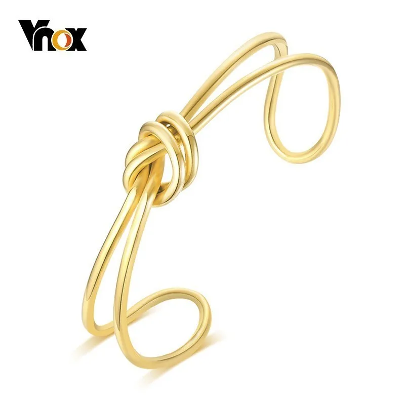Женский браслет с узлом Vnox Chic элегантный золотистый из нержавеющей стали