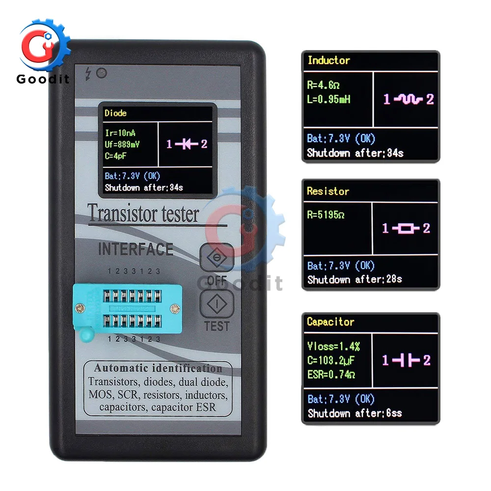 Multi-purpose Transistor Tester Diode Thyristor Capacitance Resistor Inductance MOSFET LCR ESR Meter TFT 128*160 Color Display
Multi-purpose Transistor Tester Diode Thyristor Capacitance Resistor Inductance MOSFET LCR ESR Meter TFT 128*160 Color Display