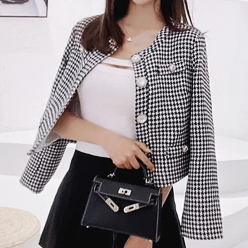 Korean Fashion Houndstooth Cropped Cardigan Women Spring Chic Diamonds Button O-neck Knitted Jacket Office Lady Long Sleeve Tops
Korean Fashion Houndstooth Cropped Cardigan Women Spring Chic Diamonds Button O-neck Knitted Jacket Office Lady Long Sleeve Tops