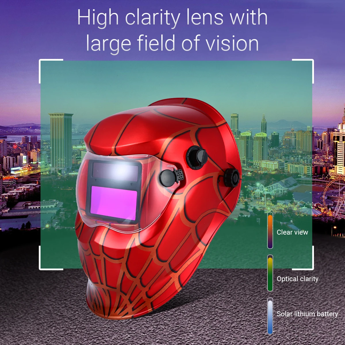 Welding Helmet Solar Powered Auto-Darkening Protective Helmet Welding Mask Shield with Variable Shade Grind Mode
Welding Helmet Solar Powered Auto-Darkening Protective Helmet Welding Mask Shield with Variable Shade Grind Mode