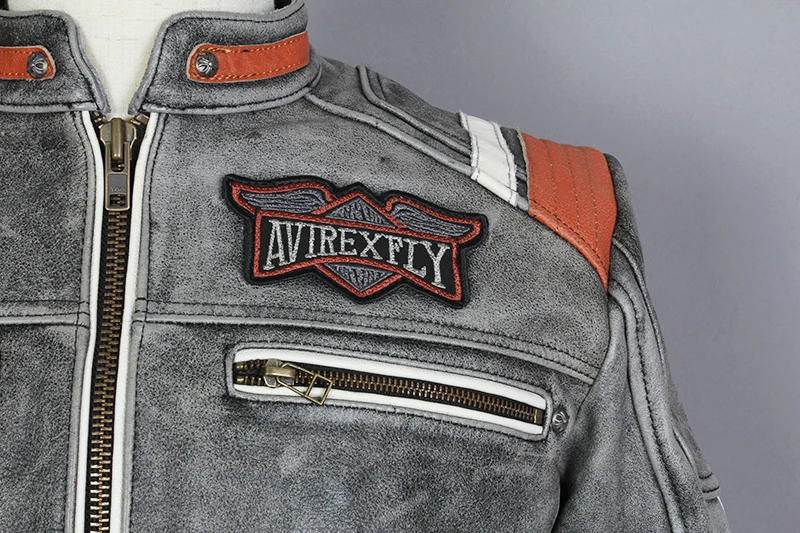 AVIREX FLY Fashion Mens Vintage Genuine Leather Motorcycle Jacket Slim Fit Skull Leather Jacket Men Black Biker Jacket
AVIREX FLY Fashion Mens Vintage Genuine Leather Motorcycle Jacket Slim Fit Skull Leather Jacket Men Black Biker Jacket