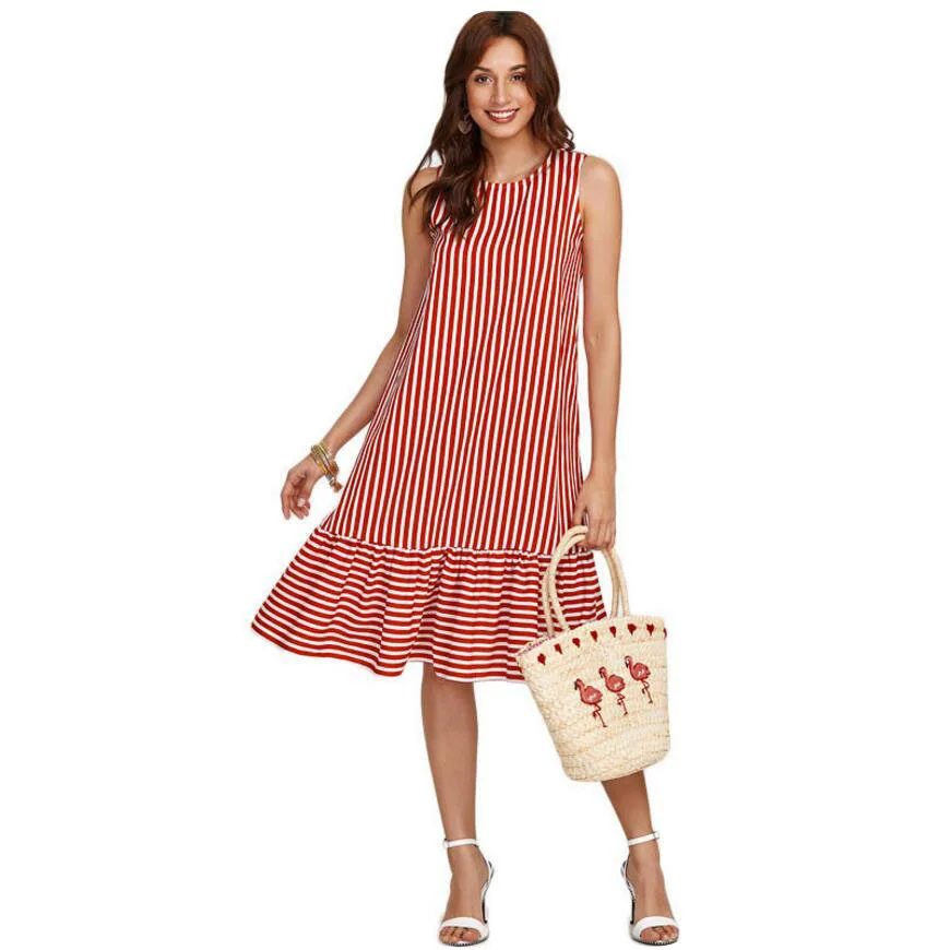 WEPBEL Women's Casual Sleeveless Loose O-Neck Pleated Dress Summer Fashion Striped Patchwork Ruffled Dress
WEPBEL Women's Casual Sleeveless Loose O-Neck Pleated Dress Summer Fashion Striped Patchwork Ruffled Dress