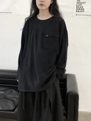 Large-size Women's Wear New Fashion Brand Long-sleeved T-shirt Large Pocket Design Blazer Sanded Black Undershirt T Shirt
Large-size Women's Wear New Fashion Brand Long-sleeved T-shirt Large Pocket Design Blazer Sanded Black Undershirt T Shirt