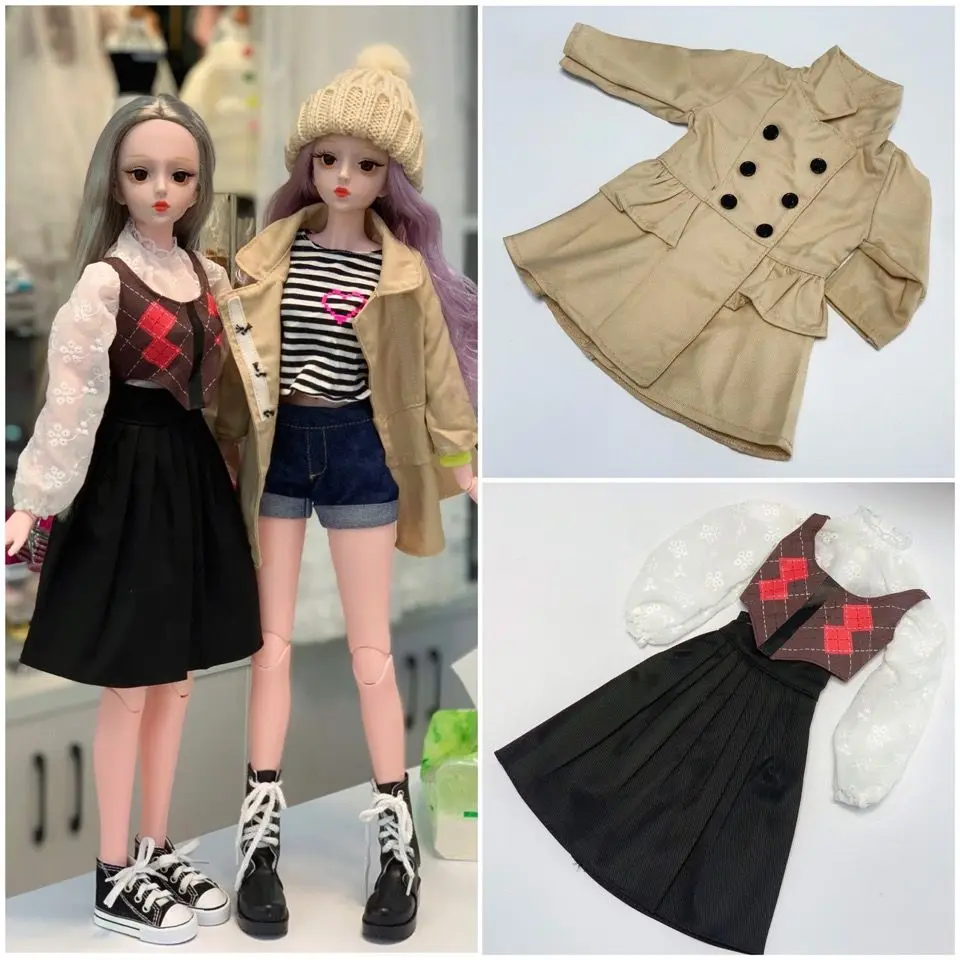 60cm Doll Clothes Set Black Skirt White Chiffon Top Change Clothes Doll Accessories Brown Coat For 1/3 BJD Doll
60cm Doll Clothes Set Black Skirt White Chiffon Top Change Clothes Doll Accessories Brown Coat For 1/3 BJD Doll