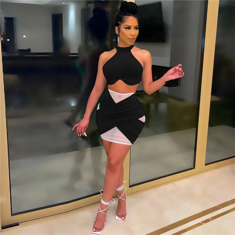 WUHE Color Contrast Patchwork Two Piece Sets Breast Wrap Sleeveless Off Shoulder Top and Mini Skirts Club Party Casual Outfits
WUHE Color Contrast Patchwork Two Piece Sets Breast Wrap Sleeveless Off Shoulder Top and Mini Skirts Club Party Casual Outfits