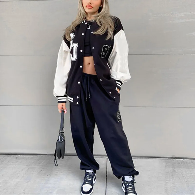 Women Baseball Uniform Jacket Autumn High Quality Loose Slim Retro Printed Black Coat 2021 Fashion Stand Collar Long Jacket Coat
Women Baseball Uniform Jacket Autumn High Quality Loose Slim Retro Printed Black Coat 2021 Fashion Stand Collar Long Jacket Coat