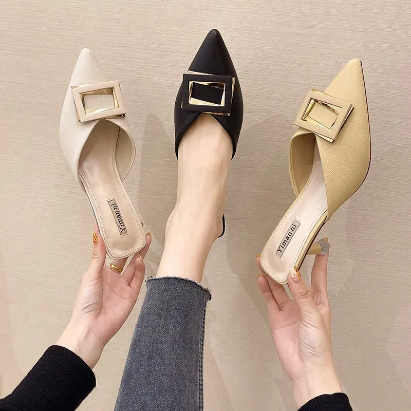 Shoes Women Slippers Casual Cover Toe Thin Heels Slides Pantofle Loafers Heeled Mules PU Soft Luxury 2021 High Pointed Rubber B
Shoes Women Slippers Casual Cover Toe Thin Heels Slides Pantofle Loafers Heeled Mules PU Soft Luxury 2021 High Pointed Rubber B