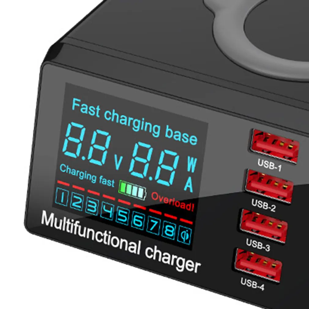 QC3.0 Fast Charging 100W Multi-port USB Charger PD18W Smart Digital Display Wireless Charging Mobile Phone Charger
QC3.0 Fast Charging 100W Multi-port USB Charger PD18W Smart Digital Display Wireless Charging Mobile Phone Charger