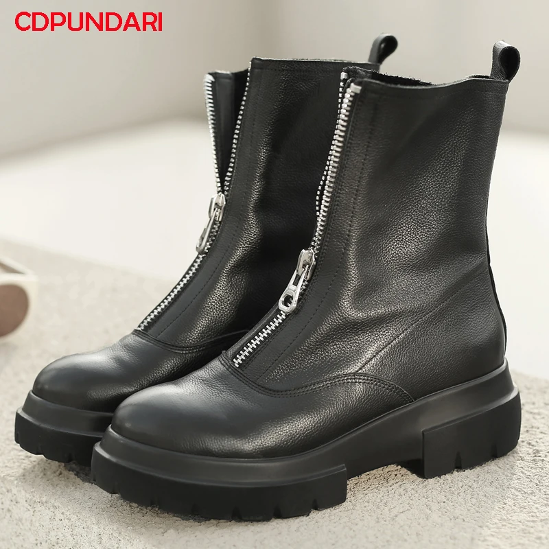 Black White Genuine Leather Chunky Platform Ankle Boots For Women Spring Autumn Med Heels Short Boots Shoes Bottines Femme
Black White Genuine Leather Chunky Platform Ankle Boots For Women Spring Autumn Med Heels Short Boots Shoes Bottines Femme