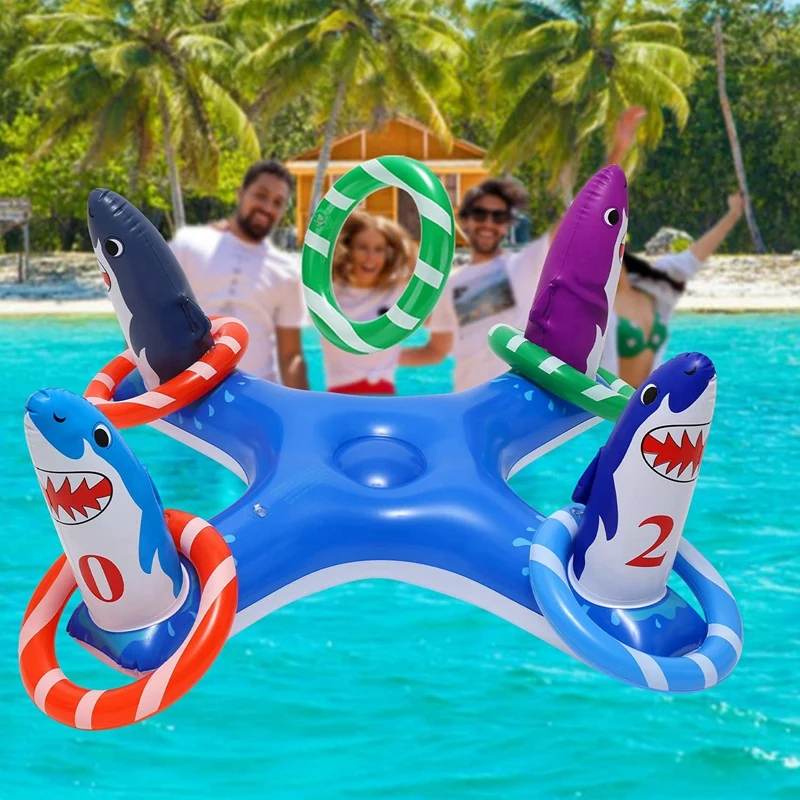 Inflatable Shark Pool Ring Toss Games Toys Floating Swimming Pool Ring with 6Pcs Rings Pool Party Fun & Pool Accessories
Inflatable Shark Pool Ring Toss Games Toys Floating Swimming Pool Ring with 6Pcs Rings Pool Party Fun & Pool Accessories