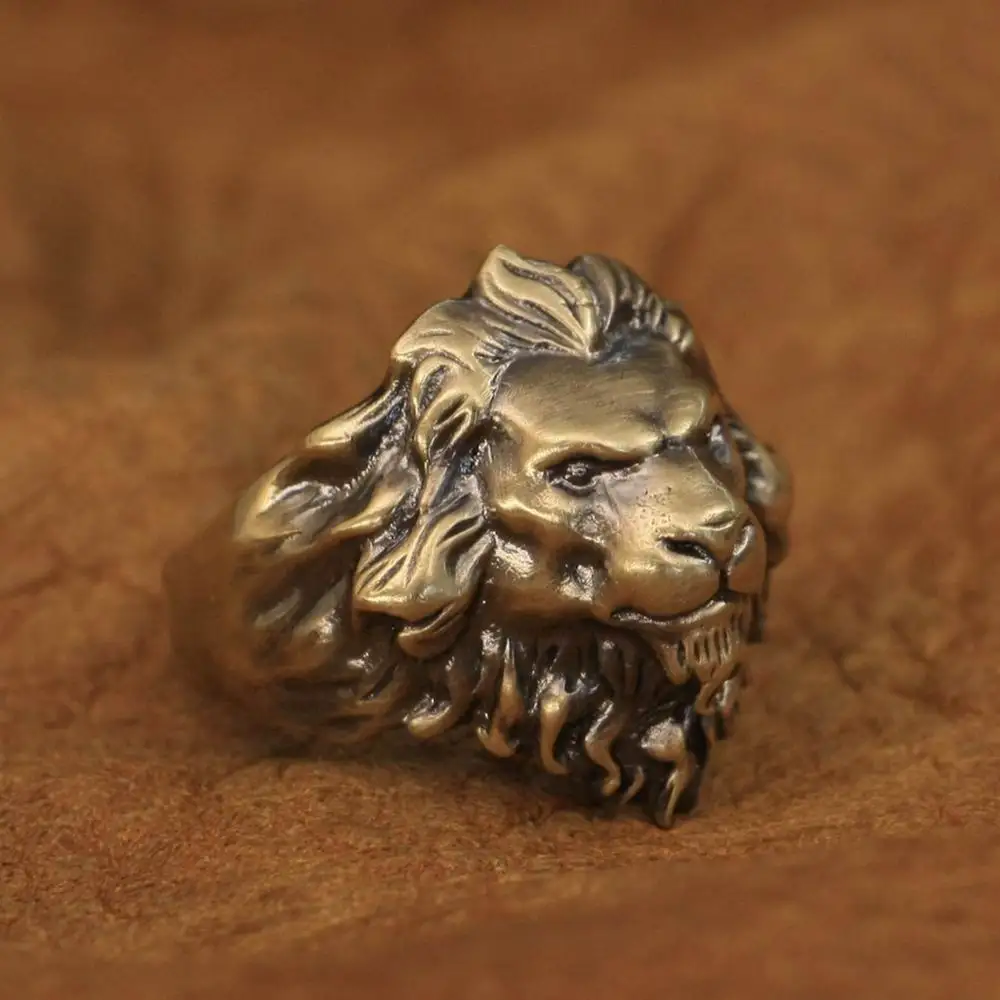 

LINSION, высокие детали, латунное кольцо в виде короля льва, мужское байкерское кольцо, брикет 109, размер США 7 ~ 15