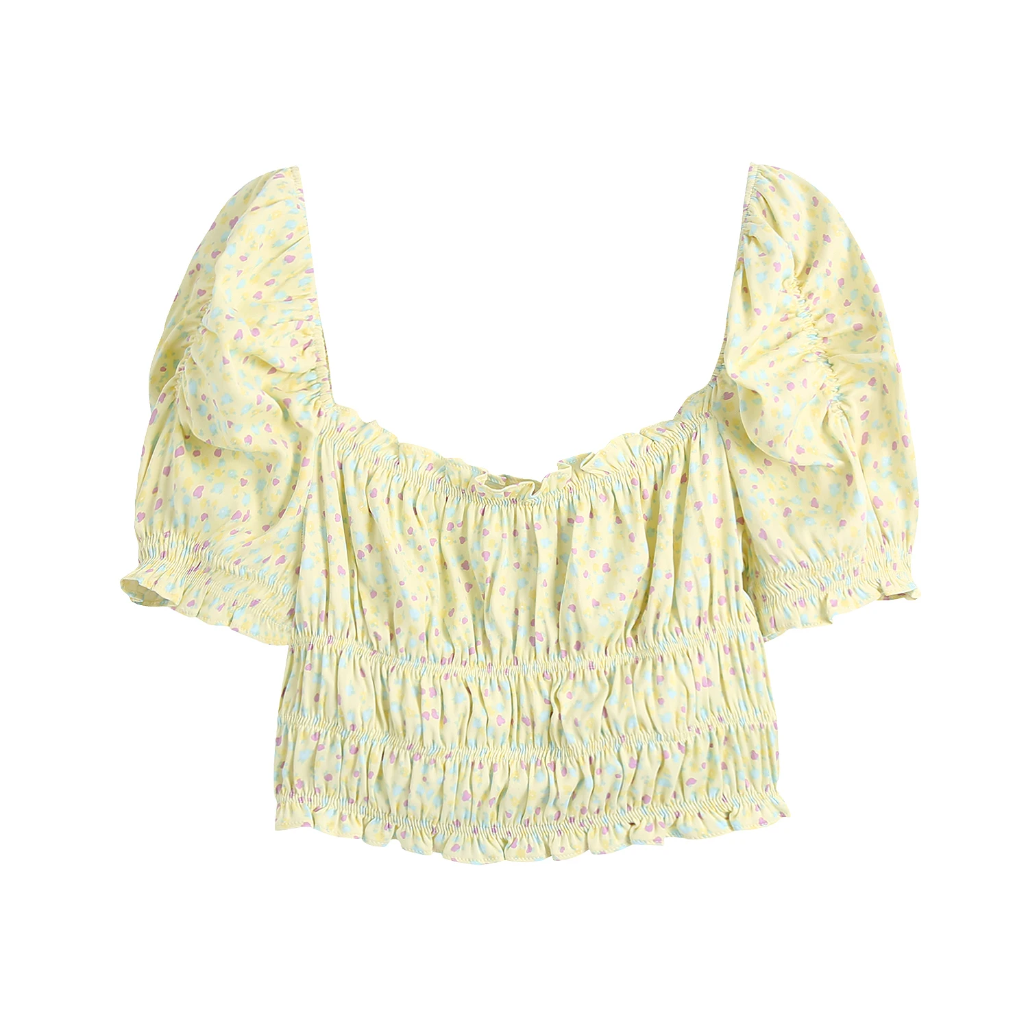 JC·KILIG French Square Neck Pleated Stretch Print top B1372 
JC·KILIG French Square Neck Pleated Stretch Print top B1372