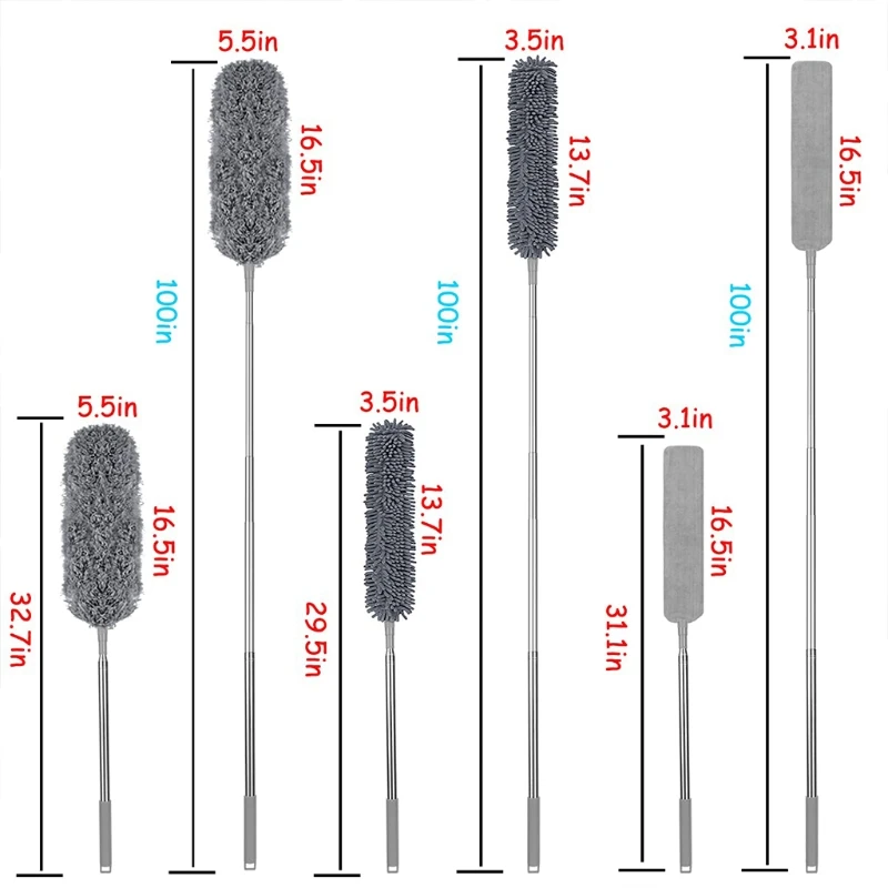 Retractable Long Handle Fiber Duster Housework Clean Brush Set with 30-100" Telescoping Extension Rod Washable Tool Kit
Retractable Long Handle Fiber Duster Housework Clean Brush Set with 30-100" Telescoping Extension Rod Washable Tool Kit