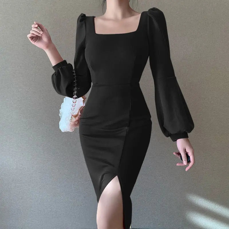 2021 Women French New Retro Temperament Square Neck Lantern Sleeve Bodycon Dress Slim Split Party Dresses Spring Autumn Y384
2021 Women French New Retro Temperament Square Neck Lantern Sleeve Bodycon Dress Slim Split Party Dresses Spring Autumn Y384